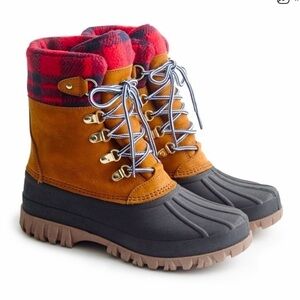 JCrew Plaid Lined Duck Boots